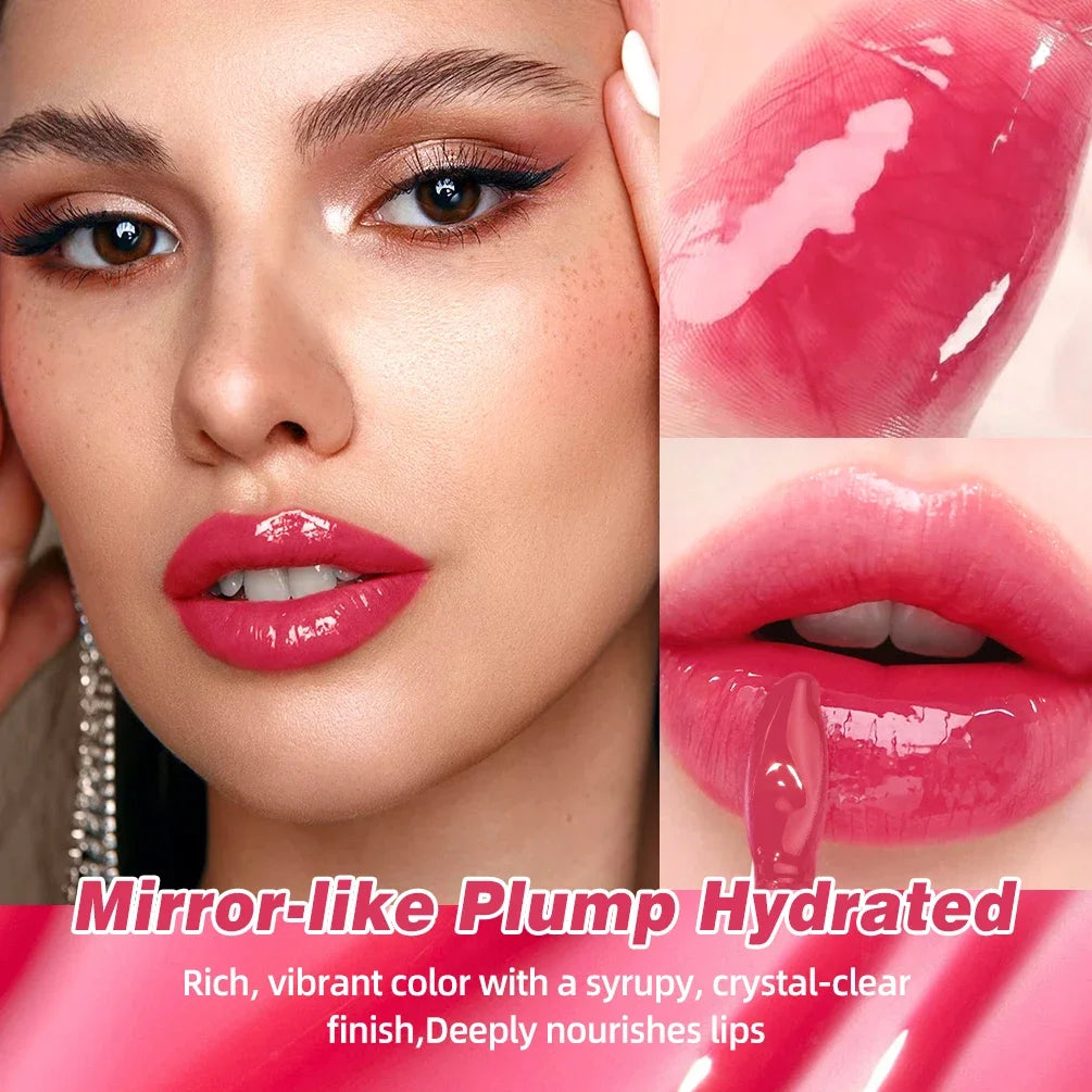 QIBEST Mirror Pearl Lip Gloss Long Lasting Moisturizing Lipstick Shine Glitter Lip Glaze Women Non Stick Cup Lip Tint Cosmetics Peaceful Pleasures Health and Wellness
