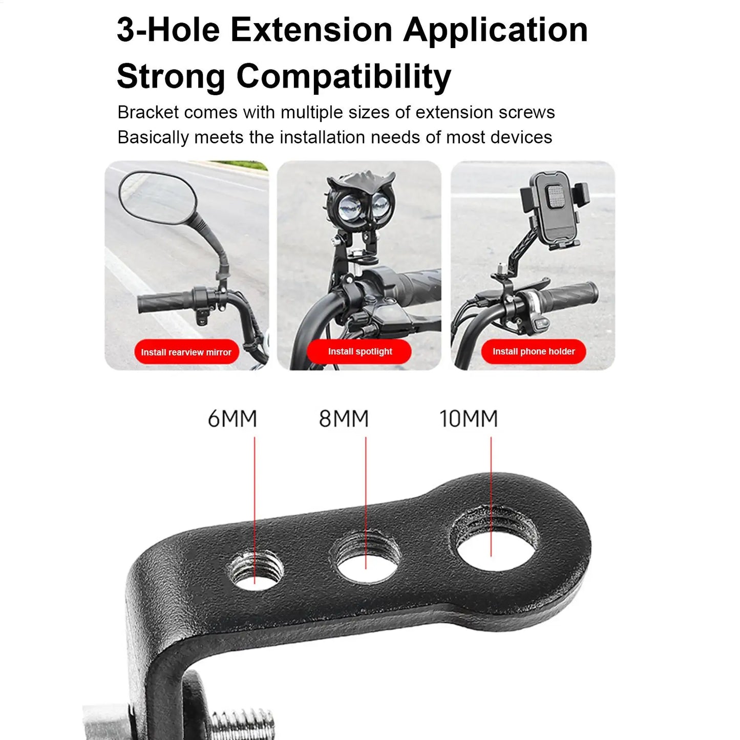 Motorcycle Handlebar Mirror Mount Extension Bracket | Universal
