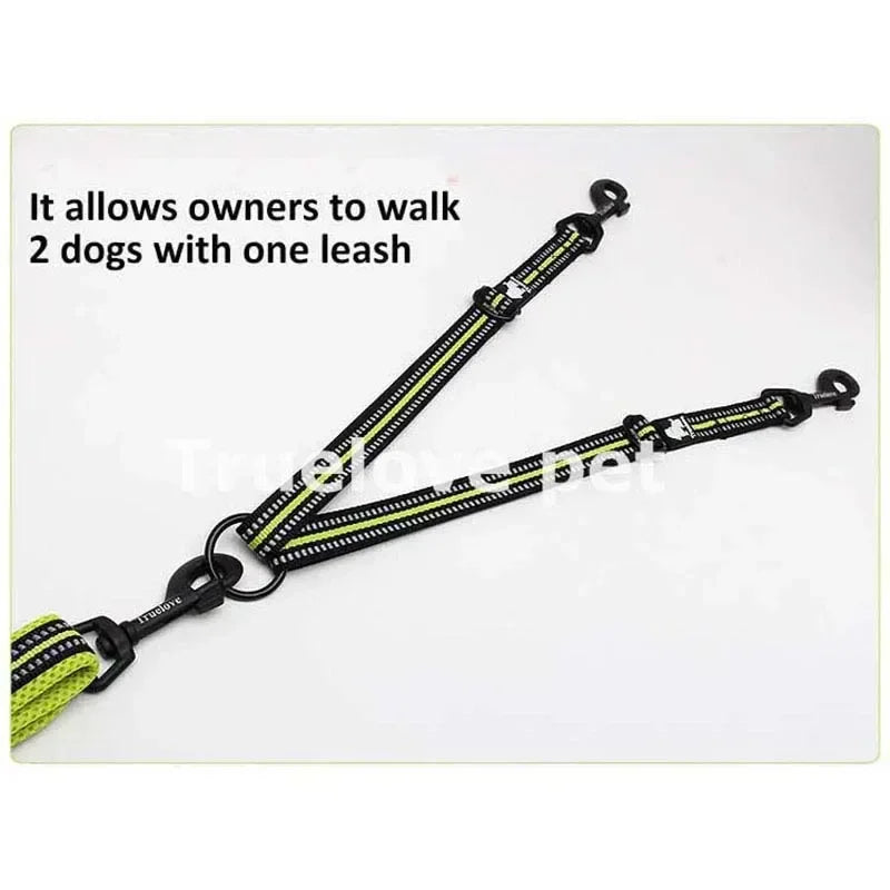 Truelove Reflective Nylon Double Dog Leash For Two Dogs Coupler No Tangle Pet Leash For All breed Training Running Dropshipping Peaceful Pleasures Health and Wellness