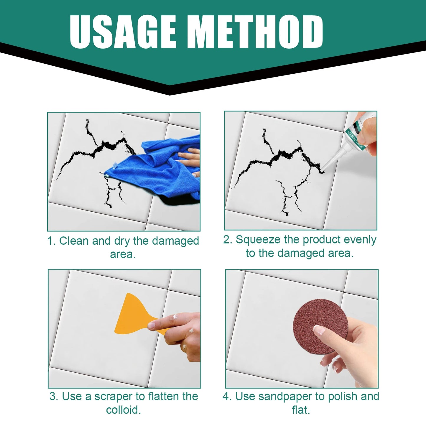 Ceramic Tile Repair Paste – Fast Drying Crack & Scratch Filler