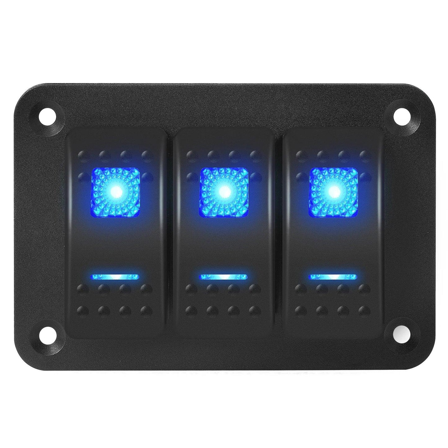 DaierTek 3-Gang Marine Rocker Switch Panel – 12V/24V Waterproof Peaceful Pleasures Health and Wellness Blue LED United States