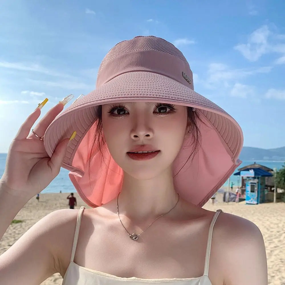 Women's Wide Brim UV Sun Hat – Ponytail & Neck Cover