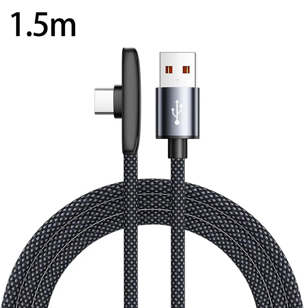 Data Cable Fast Charging USB Type C Cables Smart 90-degree Right-angle Connector for Samsung Xiaomi Huawei Google Peaceful Pleasures Health and Wellness Black 1.5 meter