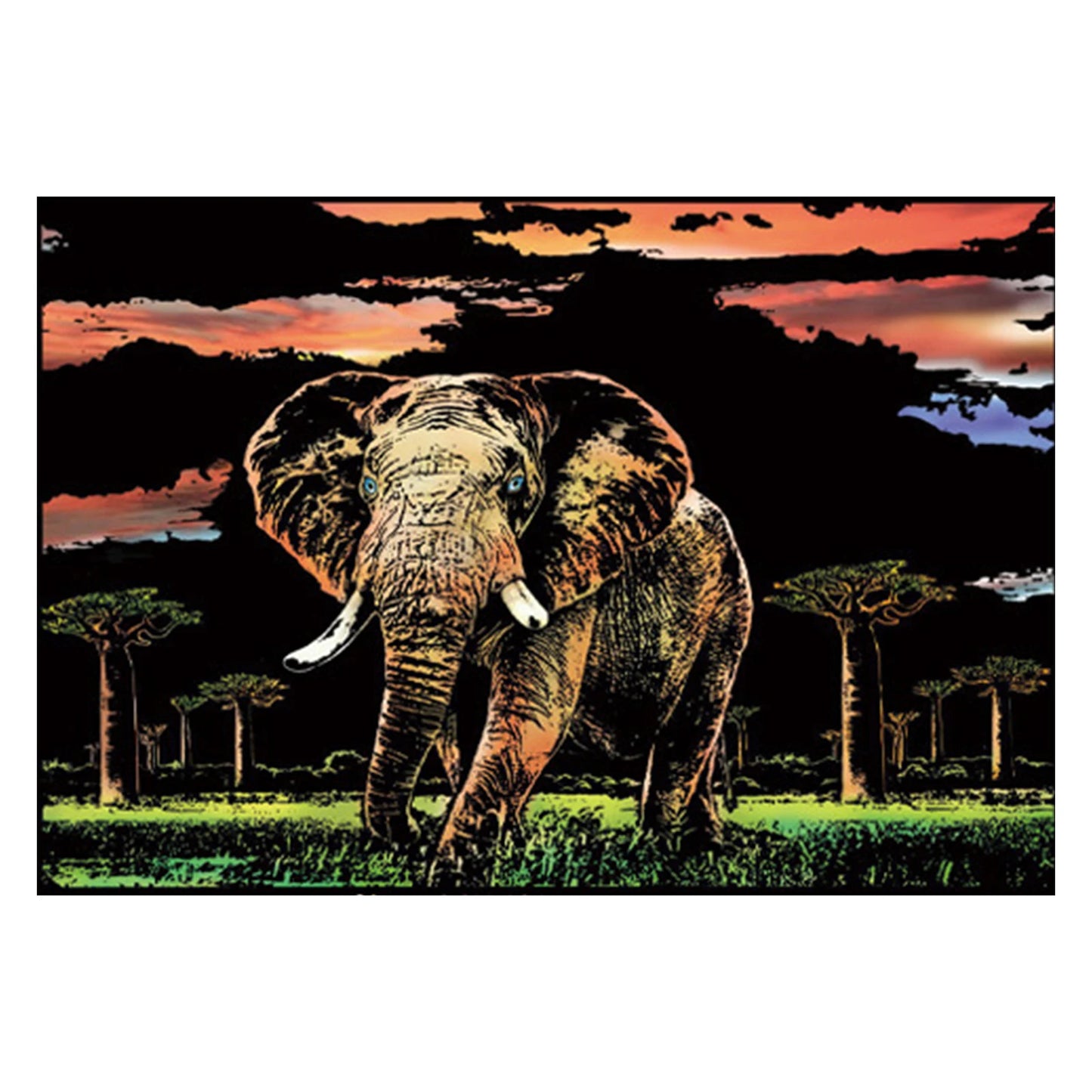 Animals Scratch Painting Kits for Teen & Adults with 3 Tools Rainbow Scratch Paper 15.94x11.22 Inch Rainbow Painting Sketch Pads Peaceful Pleasures Health and Wellness Elephant
