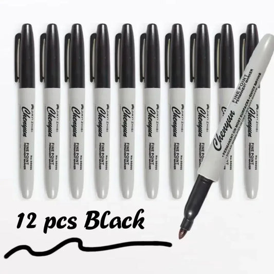 Black Permanent Marker Pens Fine Tip Waterproof Quick Drying Drawing Peaceful Pleasures Health and Wellness Default Title
