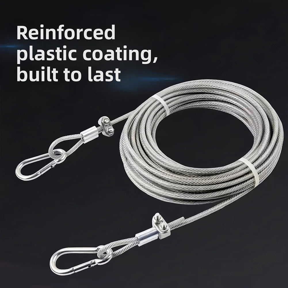 Stainless Steel Clothesline,Outdoor Thickened Steel Wire Rope,Adjustable Length Outdoor Drying Rope,for Backyard/Garden/Balcony Peaceful Pleasures Health and Wellness