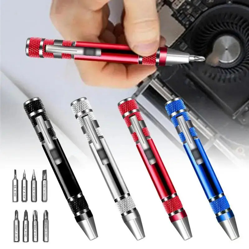 8-in-1 Multifunction Screwdriver Pen Portable All-in-One Repair Tool Kit High Density Bits for Emergency Fix Mini EDC Hand Tool Peaceful Pleasures Health and Wellness
