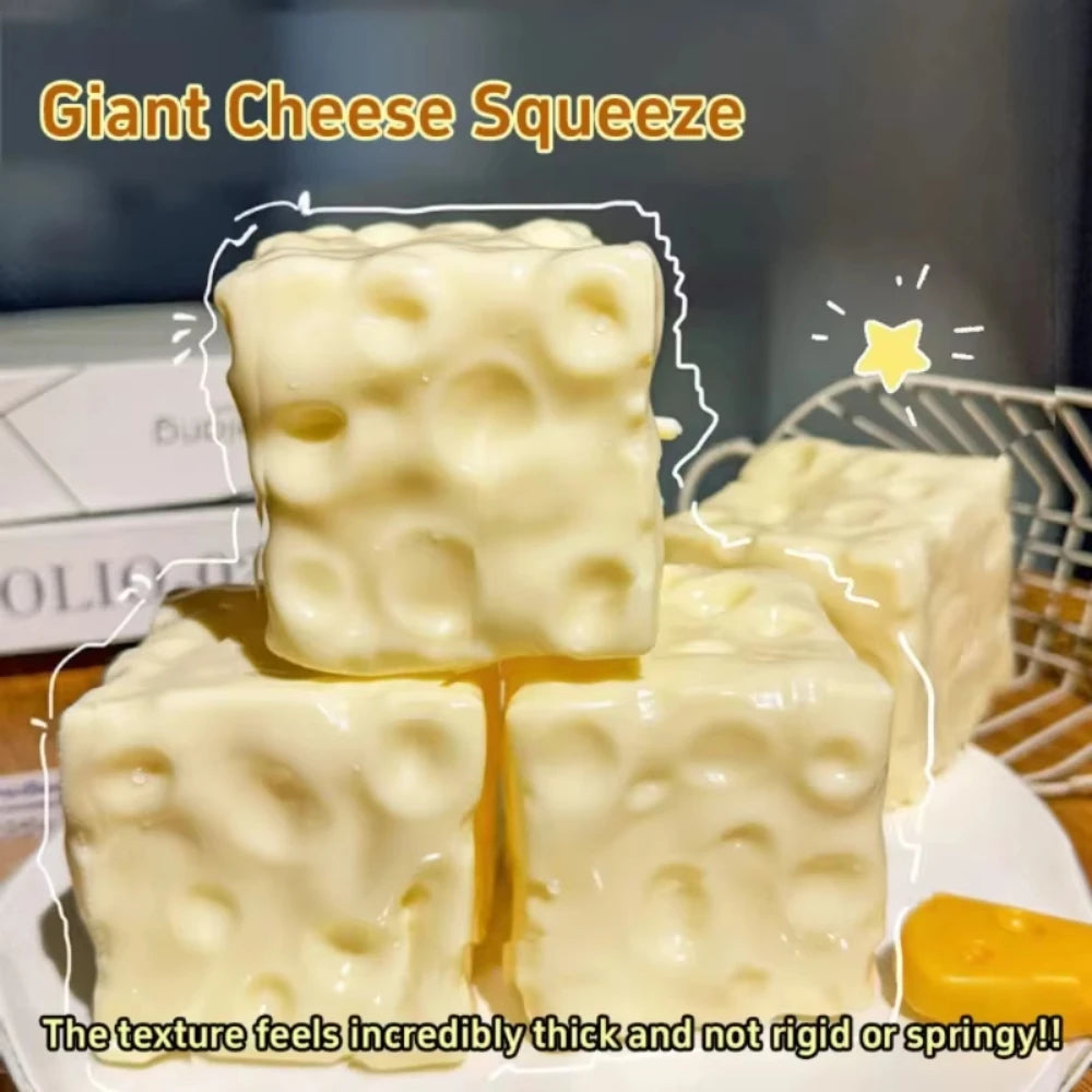 Taba Squishy Cheese Stress Ball Big Cheese Shapeable Squeeze Ball Non Rebound Fidget Toy Anti-Stress ADHD Toy Festival Gift Peaceful Pleasures Health and Wellness
