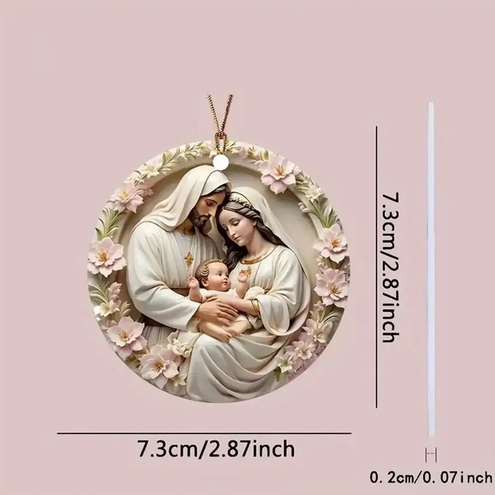 Nativity Scene 2D Acrylic Christmas Ornament | Holy Family Gift