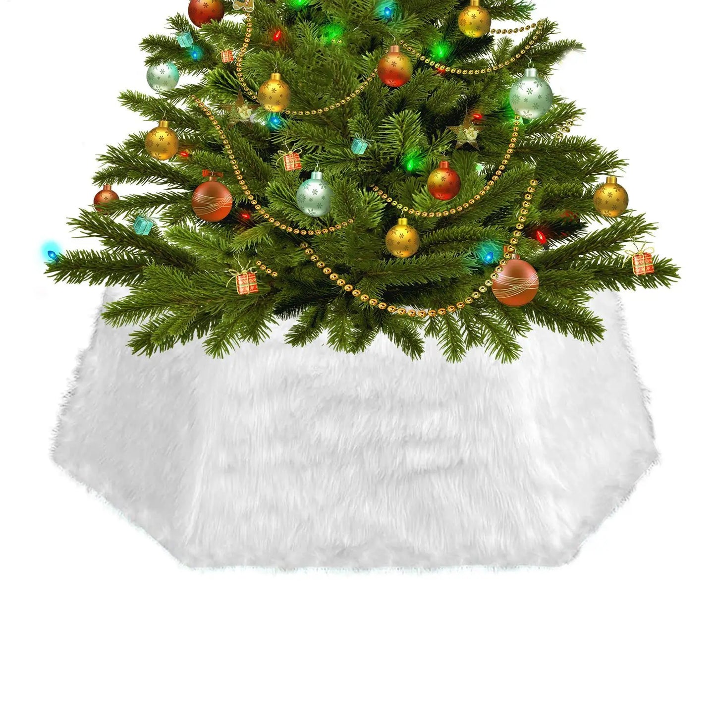 Boho White Plush Christmas Tree Collar | Farmhouse Base Cover