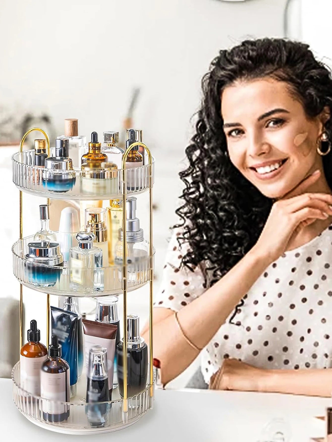360° Rotating Skincare Organizer – 3-Tier Countertop Beauty & Personal Care Peaceful Pleasures Health and Wellness