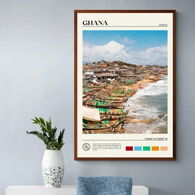 Canvas Painting Wall Art Picture Zimbabwe Somalia Morocco Ethiopia Cape Town Africa Travel Study Poster for Room Office Decor Peaceful Pleasures Health and Wellness
