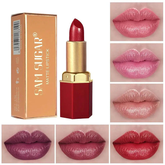 SAM SUGAR Gold Bar Glitter Lipstick – 6 Shades, Long Lasting Glitter Lipstick Oasis Select