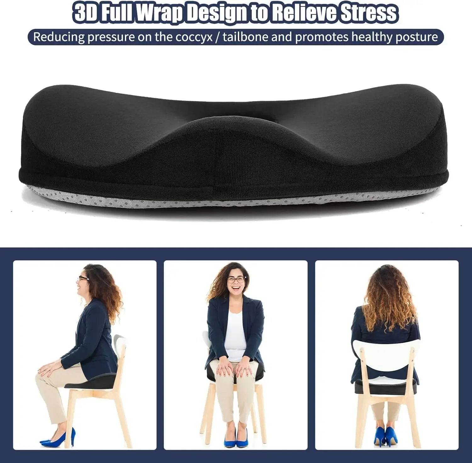 Memory Foam Donut Cushion for Tailbone Pain Relief, Sciatica & Hemorrhoids - Comfortable Seat Pillow for Office, Car & Home Use Peaceful Pleasures Health and Wellness