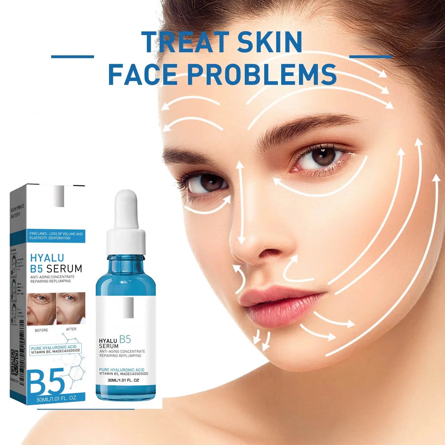 1/3/5pcs B5 Shrink Pores Serum Pure Hyaluronic Acid Lifting Firming Fine Lines Reduce Lightening Dark Circle 30ML Hyalu Essence Peaceful Pleasures Health and Wellness