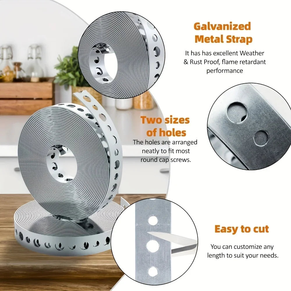 1 roll of galvanized steel tape, pre-punched multi-slot metal tape for pipe support and sheet metal work Peaceful Pleasures Health and Wellness