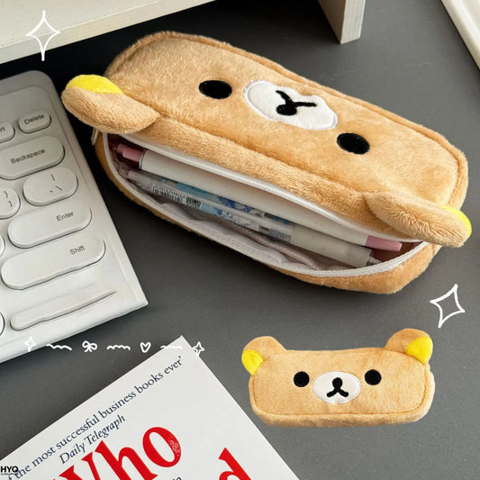 Kawaii Rilakkuma Pencil Cases Kids Girls Cute Cartoon Bear Pouch Peaceful Pleasures Health and Wellness