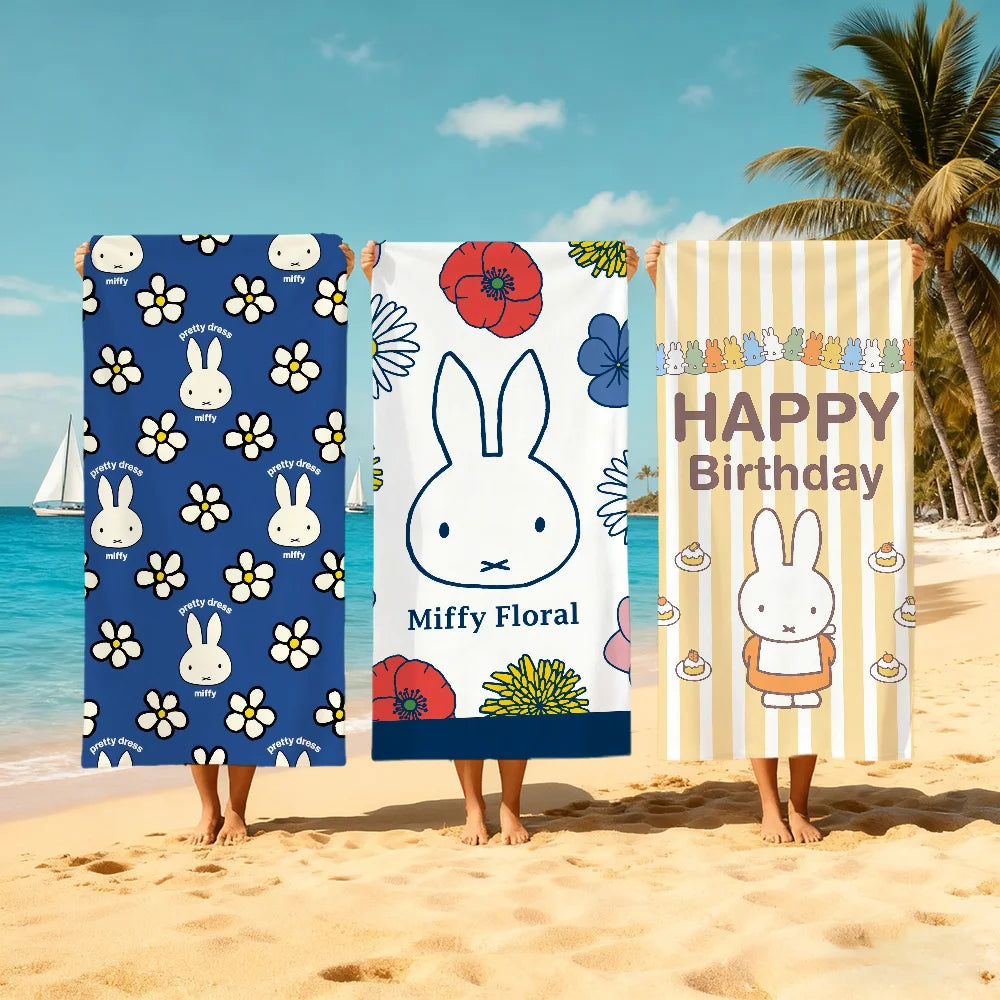 Miffy Cartoon Quick-Dry Beach Towel | Soft Pool & Travel Towel