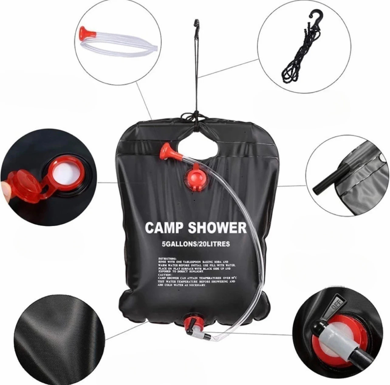 Outdoor Shower Bags 20/40L Foldable Solar Shower Bag Outdoor Bath Water Bag Camping Sun Compact Heated Water Shower Bags Scrubbi Peaceful Pleasures Health and Wellness