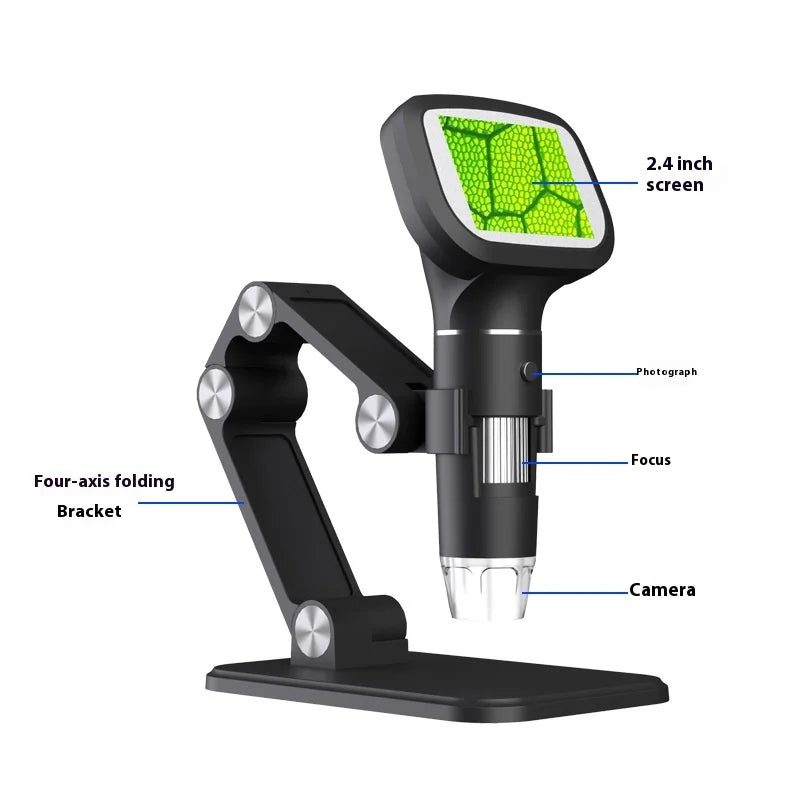 Microscope 2 Million with 2.4-Inch Screen and 1600X Magnification for Mobile Phone Maintenance Electron Microscope Peaceful Pleasures Health and Wellness