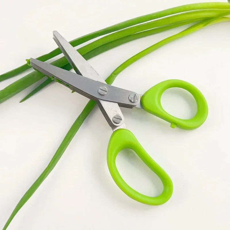 3-Layer Stainless Steel Herb Scissors | Multi-Blade Cutter