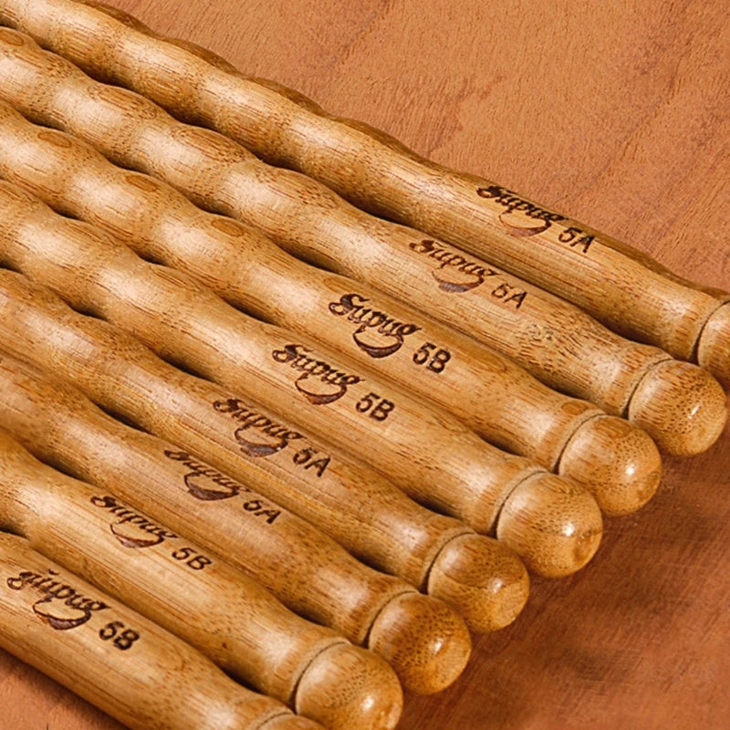 1 Pairs Wavy Pattern Bamboo Drumsticks 5A 5B 6A Drum Stick Durable