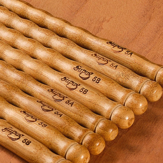 1 Pairs Wavy Pattern Bamboo Drumsticks 5A 5B 6A Drum Stick Durable Peaceful Pleasures Health and Wellness 5B