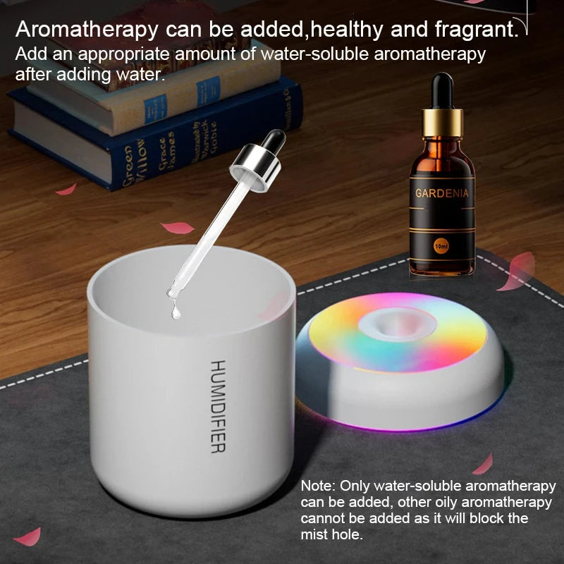 HOMEFISH Mini USB Cool Mist Humidifier & Aroma Diffuser LED