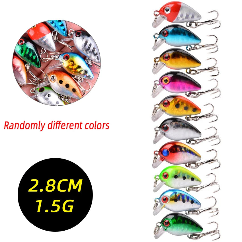 2026 Mini Biomimetic Hard Bait Random Bait Set New 3/5/8Pcs Mixed Color Crank Fishing Lure 2.8cm 1.5g For Outdoor Fishing Peaceful Pleasures Health and Wellness FS0229 5pcs Random Colors