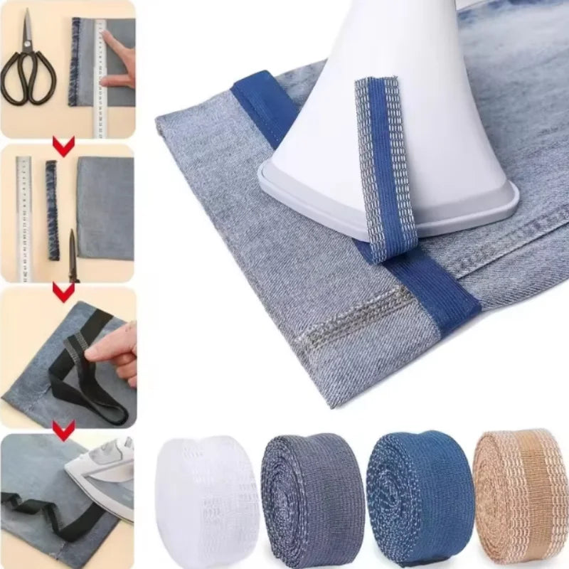 Pants Edge Shorten Self Adhesive Pant Mouth Paste Iron on Hem Fabric Fusing Hemming Ironing Sewing Tape Peaceful Pleasures Health and Wellness