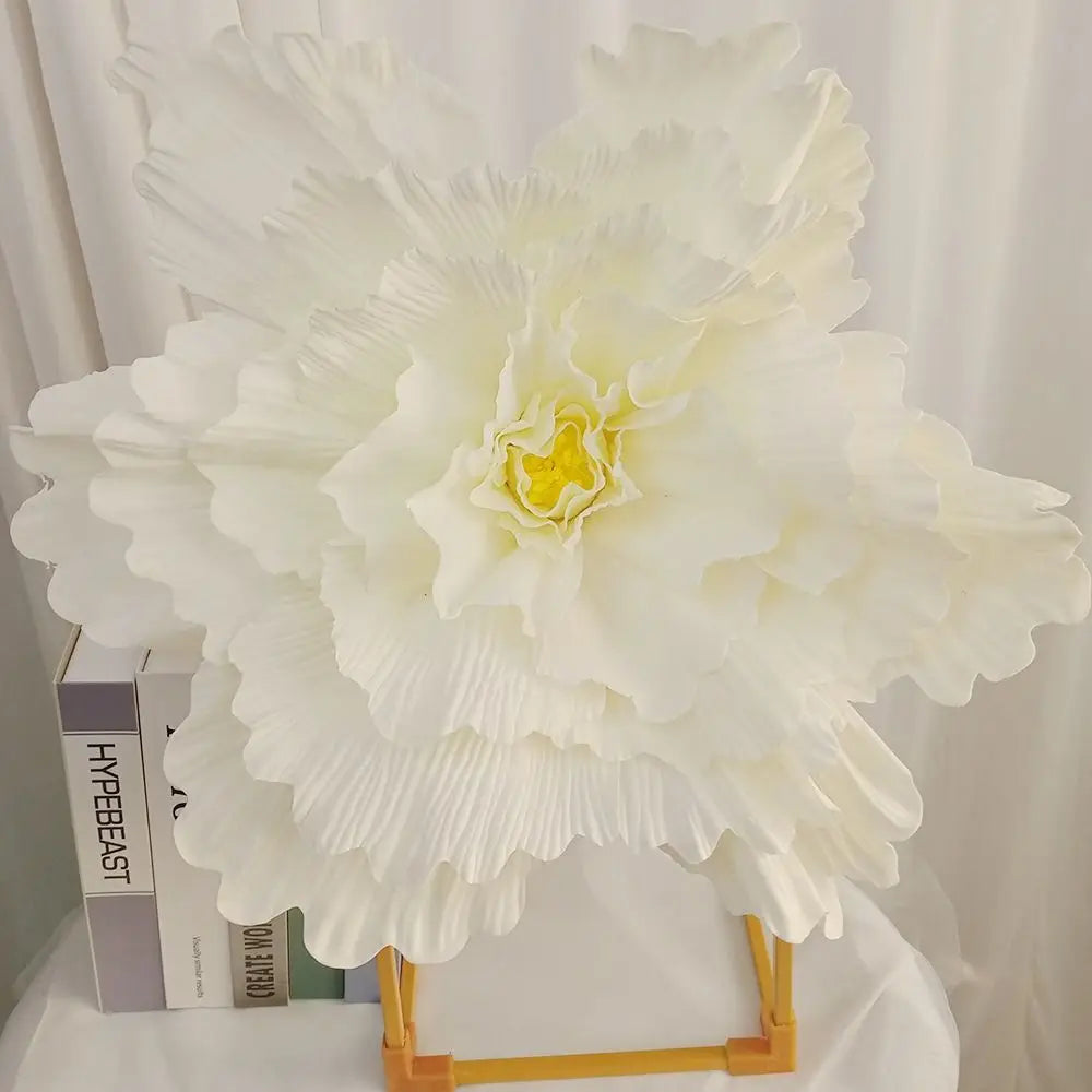 New 50CM PE Foam Rose Flower Photo Props Giant Peony False Flower Wedding Decoration Stage Party Supply Background Wall Peaceful Pleasures Health and Wellness beige