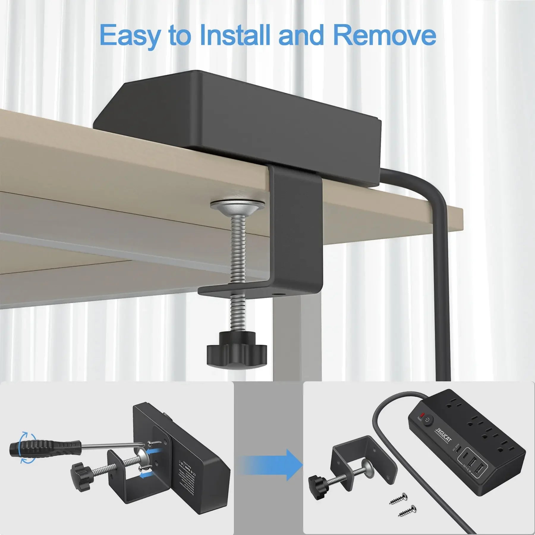 PASSUS 1625W Desk Clip Power Strip with PD20W USB-C Charging Peaceful Pleasures Health and Wellness