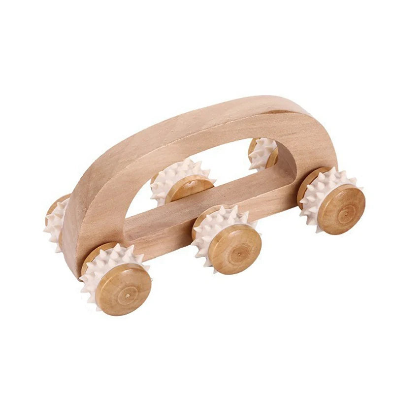 Wooden Massage Roller Tool, Manual Wooden Massager, Wood Back Massage Roller For Neck Leg Back Deep Tissue Muscle Massage Peaceful Pleasures Health and Wellness white