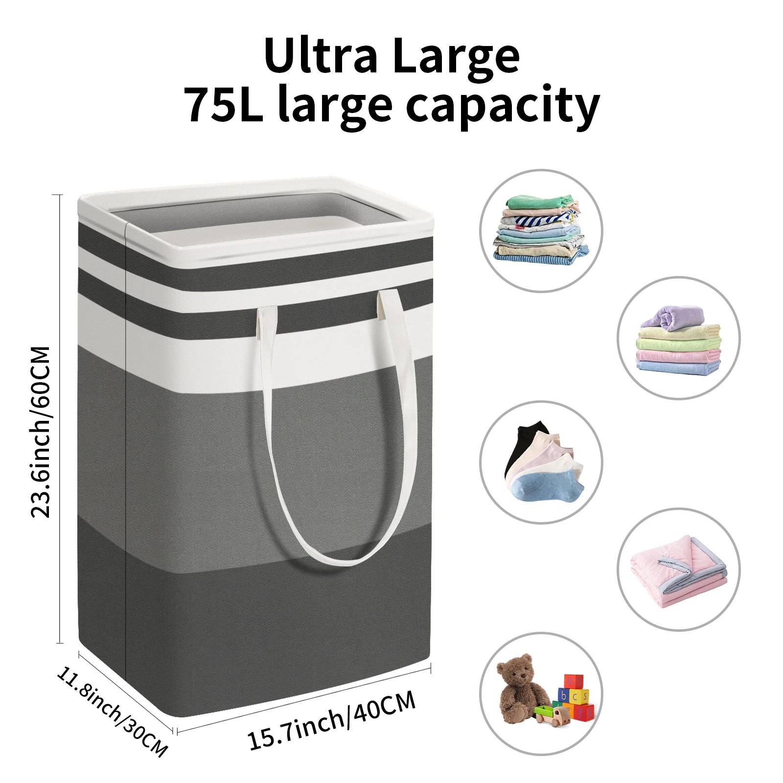 75L Large Laundry Basket 1-3 Pack Waterproof Collapsible Hamper with Easy Carry Handles for Family Dorm Bedroom Clothes Toys Peaceful Pleasures Health and Wellness