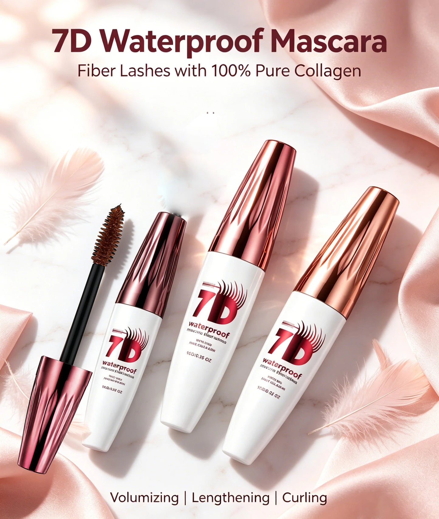 7D Fiber Mascara – Waterproof, Volumizing & Collagen Lashes