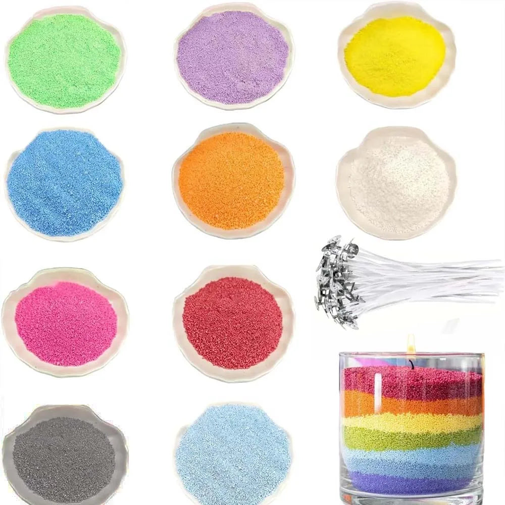 DIY Pearl Candle Sand Kit – 10 Colors, 200g & 20 Wicks