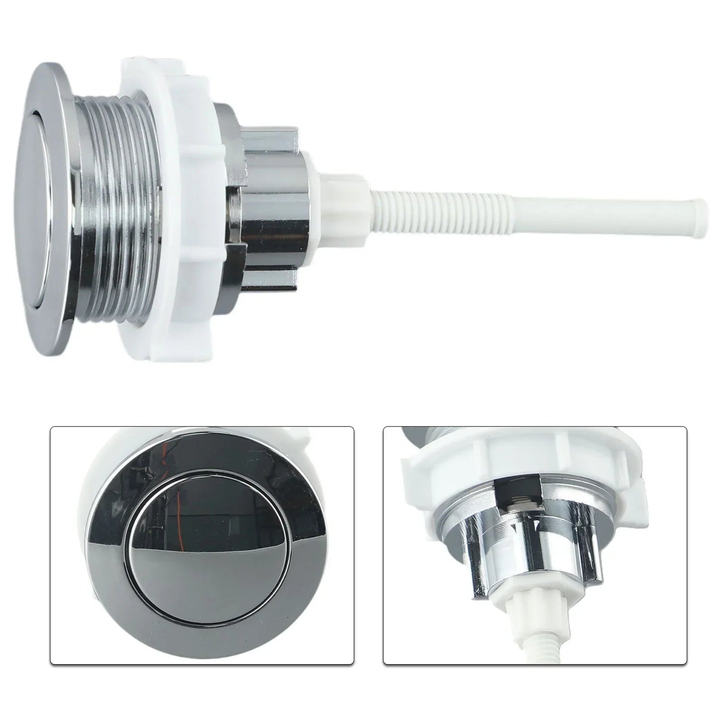 Single Push Button Toilet Tank Flush Button – ABS Silver