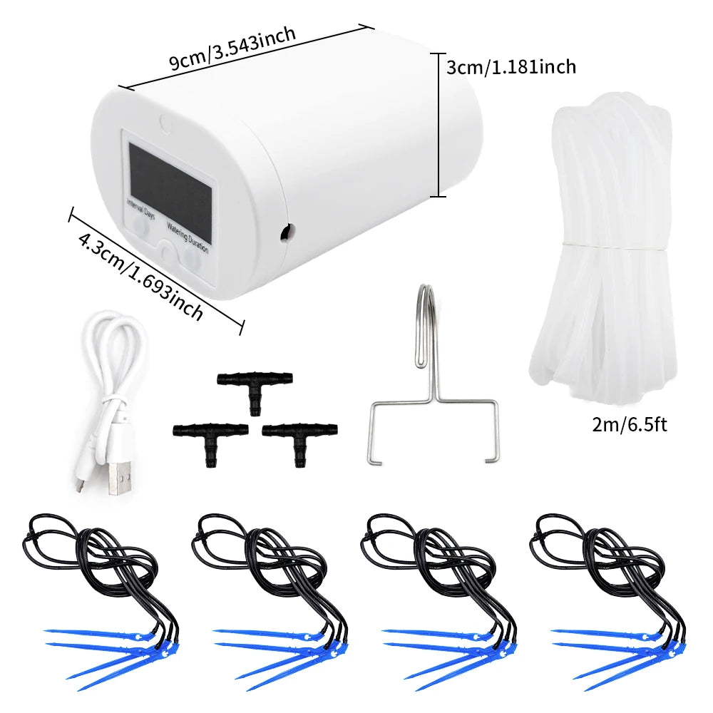 Automatic Plant Flower Watering Pump Home Sprinkler Drip Irrigation Device 2/4/8/16 Heads Pump Timer System Kit Garden Tool Peaceful Pleasures Health and Wellness