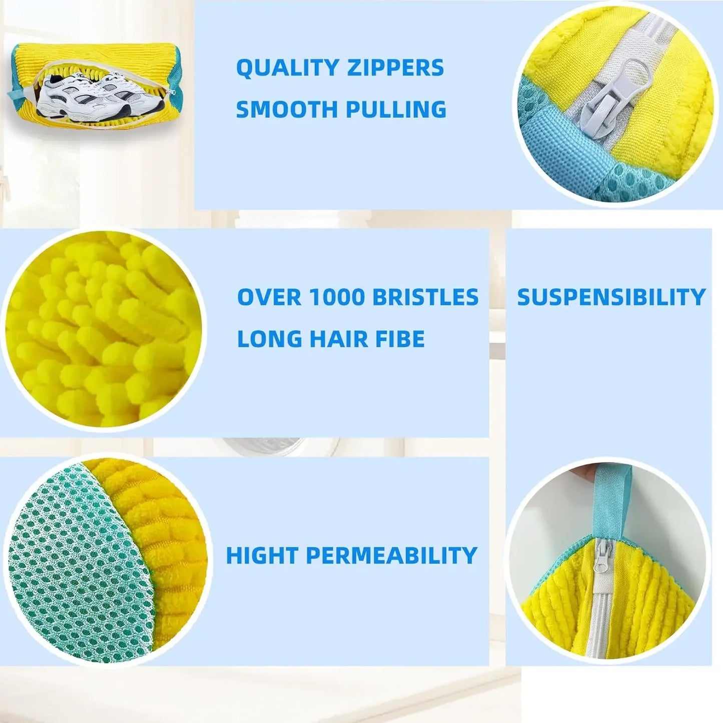 Reusable Shoe Cleaning Bags for Washer and Dryer, 2-Pack with Self-Locking Zipper for All Shoe Types Peaceful Pleasures Health and Wellness