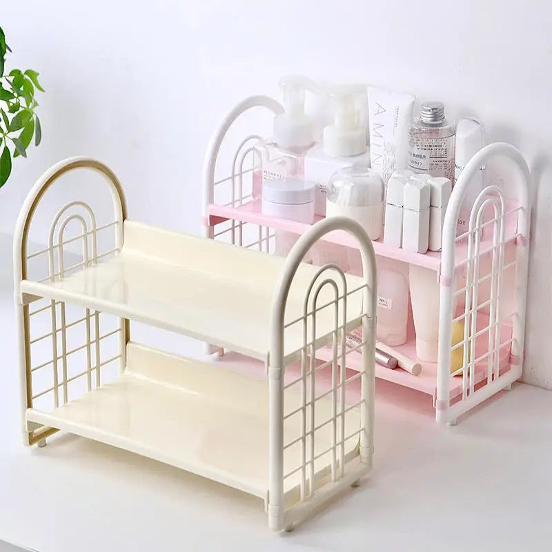 Double Layer Multi-Functional Plastic Desktop Organizer Shelf For Cosmetics, Bedroom, And Dormitory Accessories Peaceful Pleasures Health and Wellness