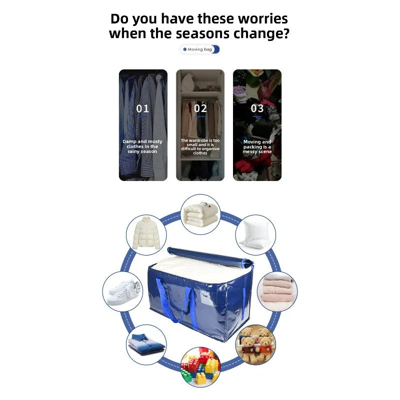 Large Heavy Duty Waterproof Woven Moving Storage Bag – Foldable