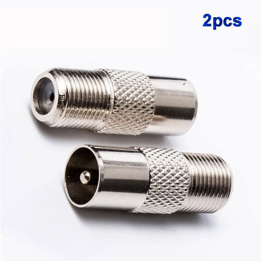 F Female to RF Male Coax Adapter 9.5mm – 2-Pack Coaxial Adapter Peaceful Pleasures Health and Wellness