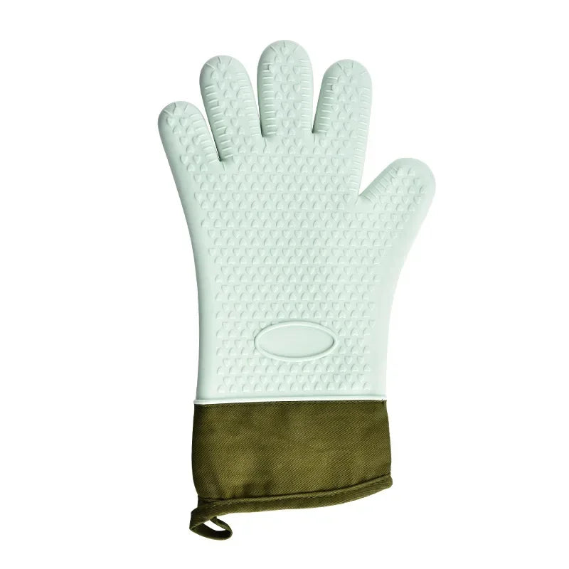 BBQ Oven Gloves | Anti-Slip Heat-Resistant Silicone 300°C BBQ Oven Gloves Peaceful Pleasures Health and Wellness 1pcs green gloves