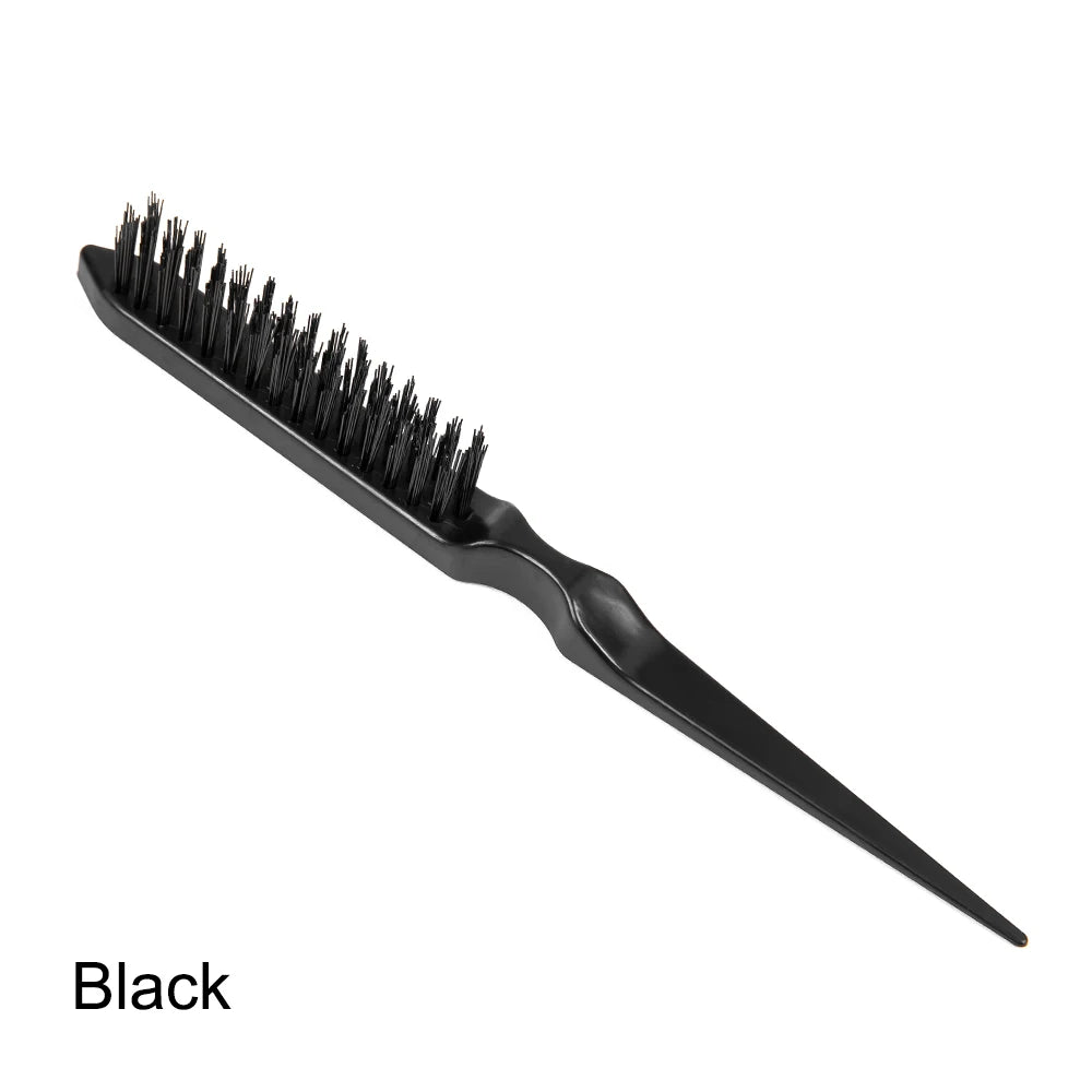 Professional Double Sided Edge Hair Brush for Slick Ponytail Slim Line Teasing Rat Tail Comb 1Pcs Styling Tool Peaceful Pleasures Health and Wellness Black