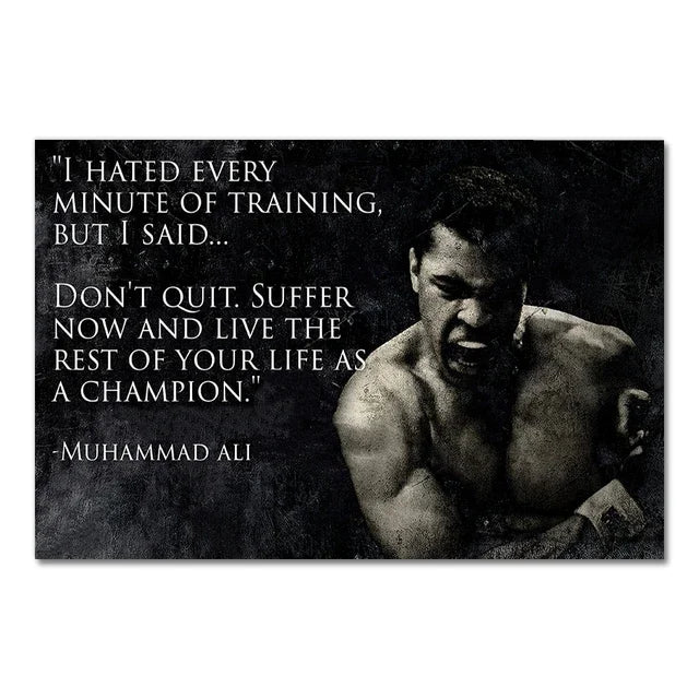 Boxer Wall Poster, Mike Tyson Muhammad Ali Motivational Quote Canvas Painting Prints, Home Decor Pictures for Living Room Peaceful Pleasures Health and Wellness 21 40x50cm Unframed