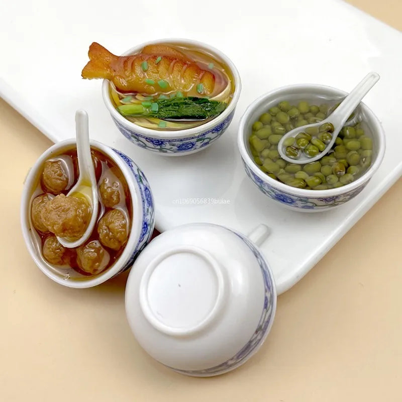1PCS 4cm Miniature Chinese Desserts Dollhouse Bowl Desserts Food Mini Pretend Food Doll Kitchen Decor Accessories Home Kawaii Peaceful Pleasures Health and Wellness