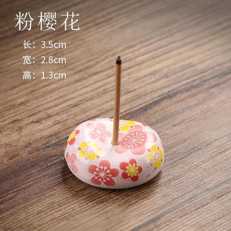 Cherry Blossom Incense Burner Home Ceramic Decor Stick Holder Aromatherapy Censer Office Teahouse Ornament Home Decor 방향제 Peaceful Pleasures Health and Wellness pink