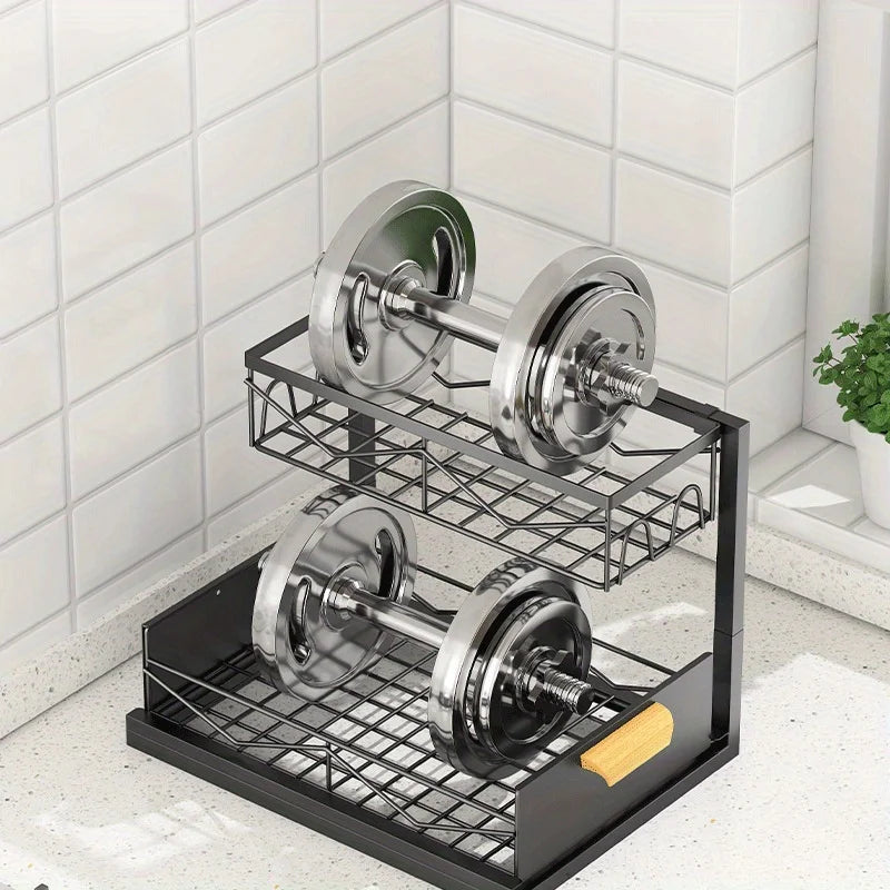 2-Tier Sliding Under Sink Organizer | Rustproof Cabinet Storage
