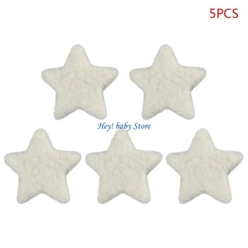 Wool Felt Star Beads Baby Photo Props – 5 Pack, 10 Colors