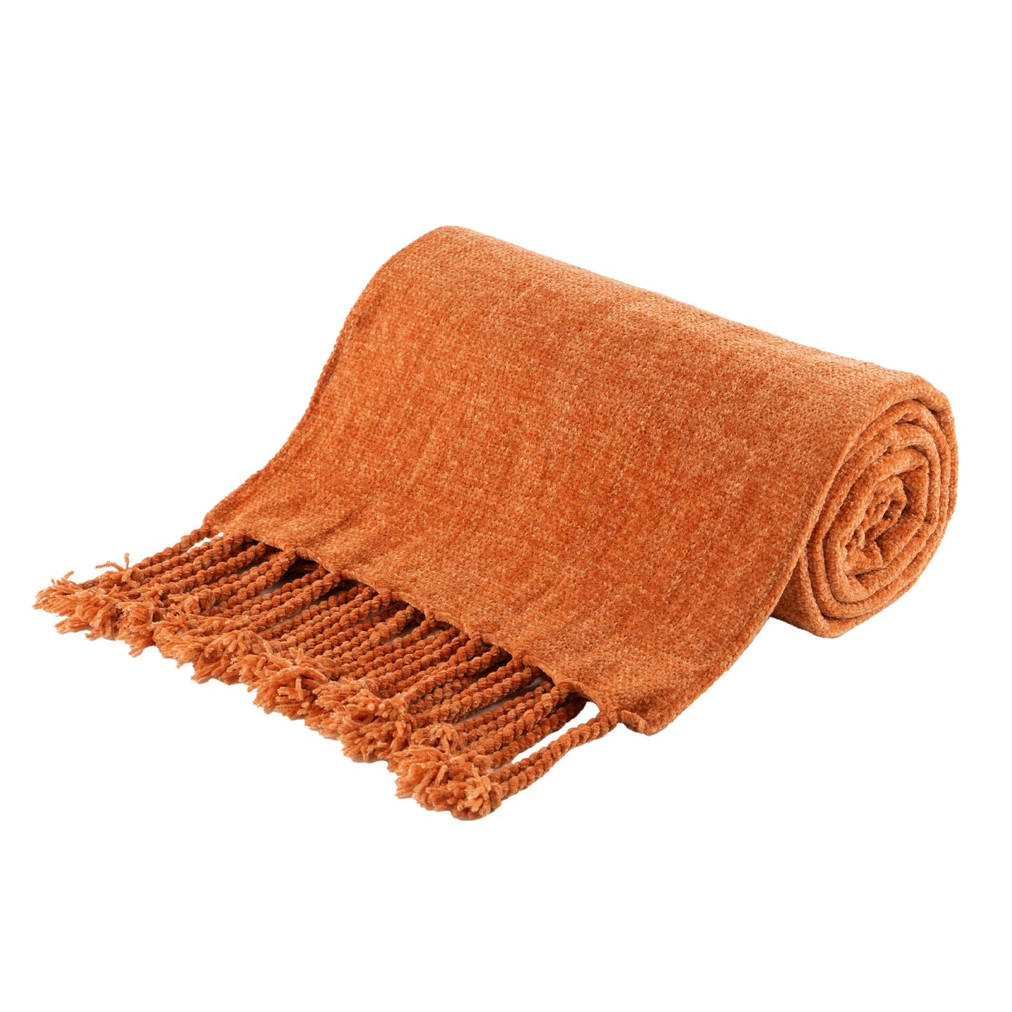 Battilo Chenille Throw Blanket with Fringe Tassels | Soft Knit